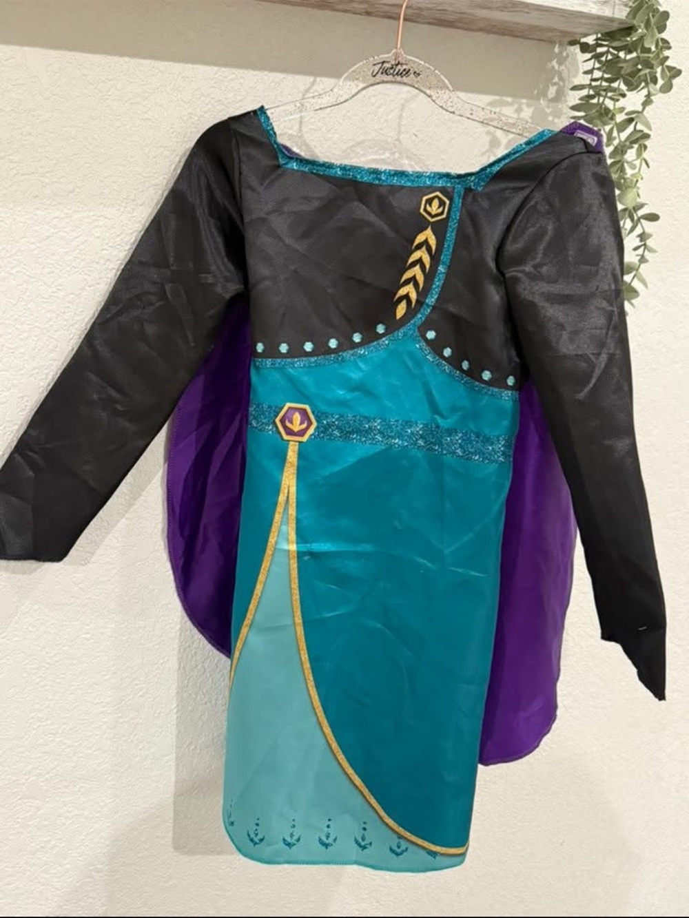 Girls Anna from Frozen Costume with Purple Cape and matching shoes